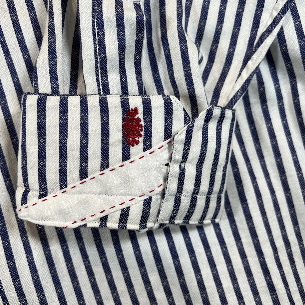Robert Graham Button Down Shirt Mens 2XL Blue White Striped Jacquard Long Sleeve - Picture 3 of 12